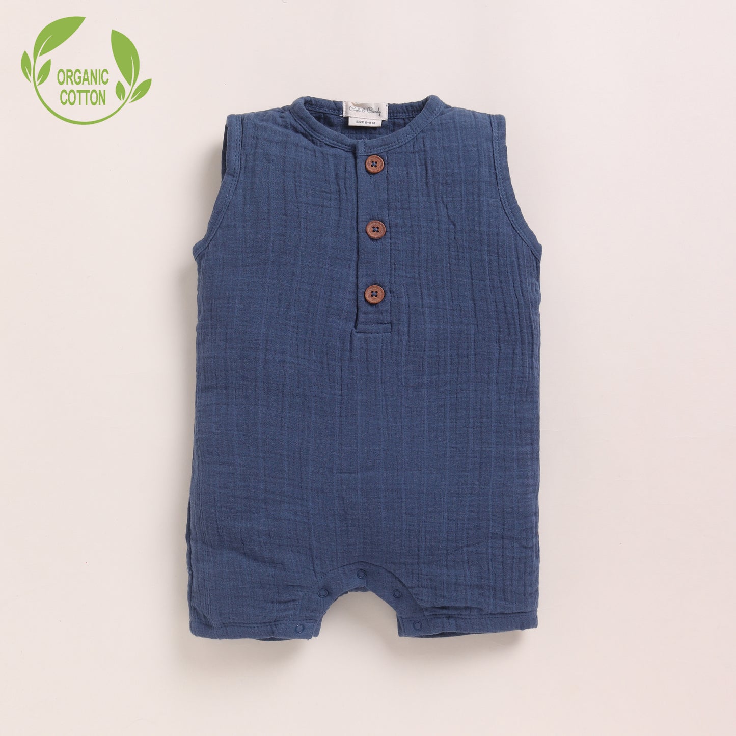 Navy + Icemelt Organic Muslin Half Romper Pack Of 2