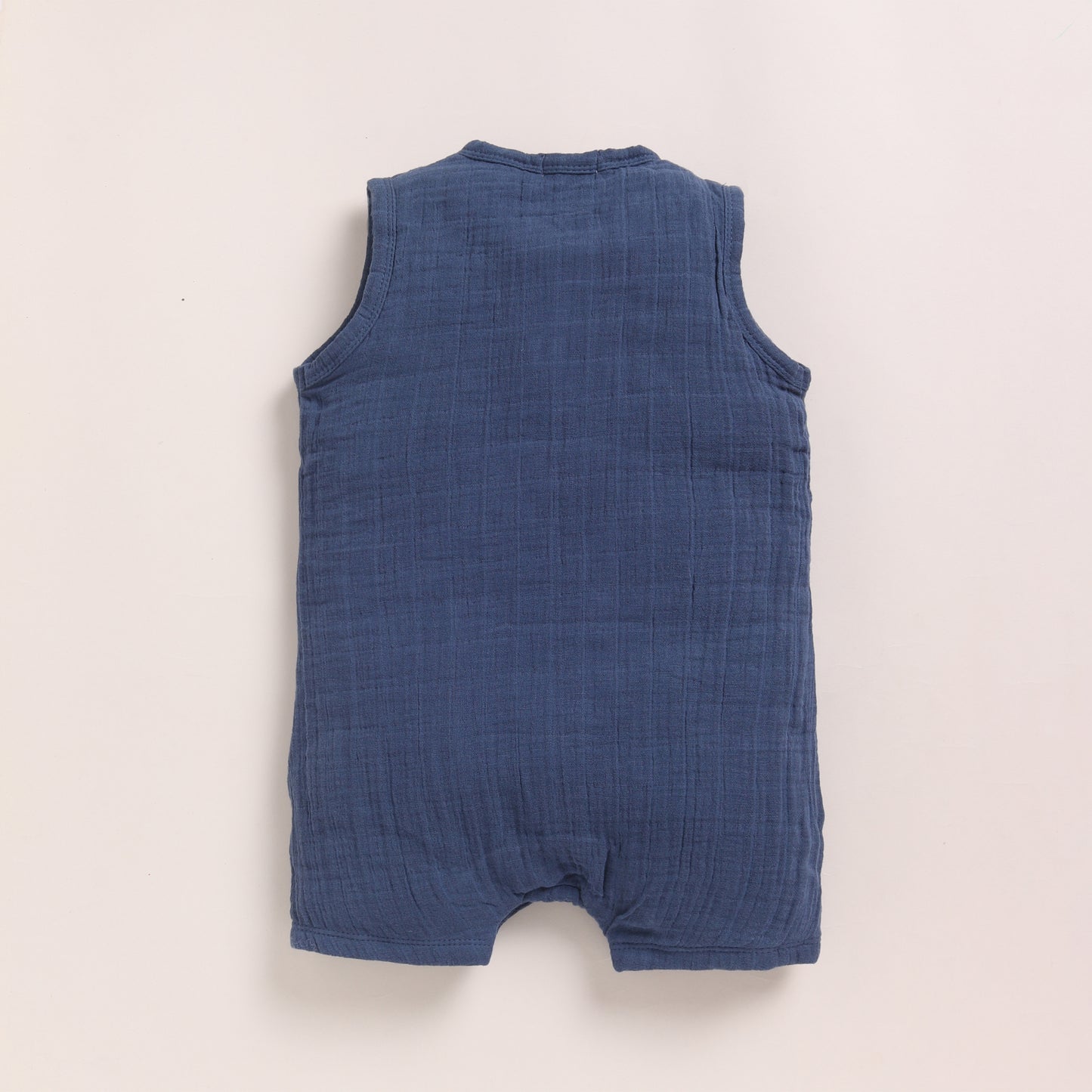 Navy + Icemelt Organic Muslin Half Romper Pack Of 2