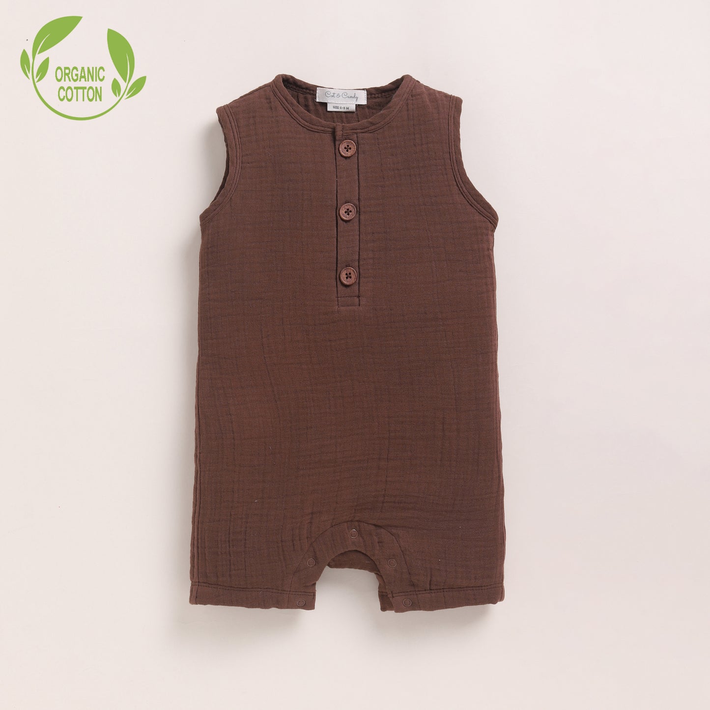 Latte + Cocoa Whisper Organic Muslin Half Romper Pack Of 2