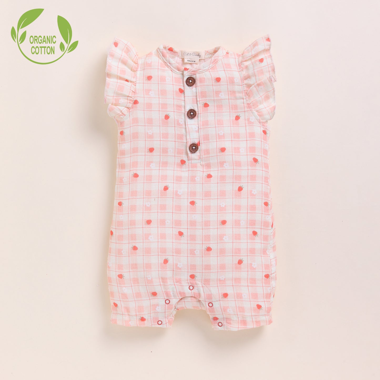 Strawberry + Spring Floral Organic Muslin Half Romper Pack Of 2