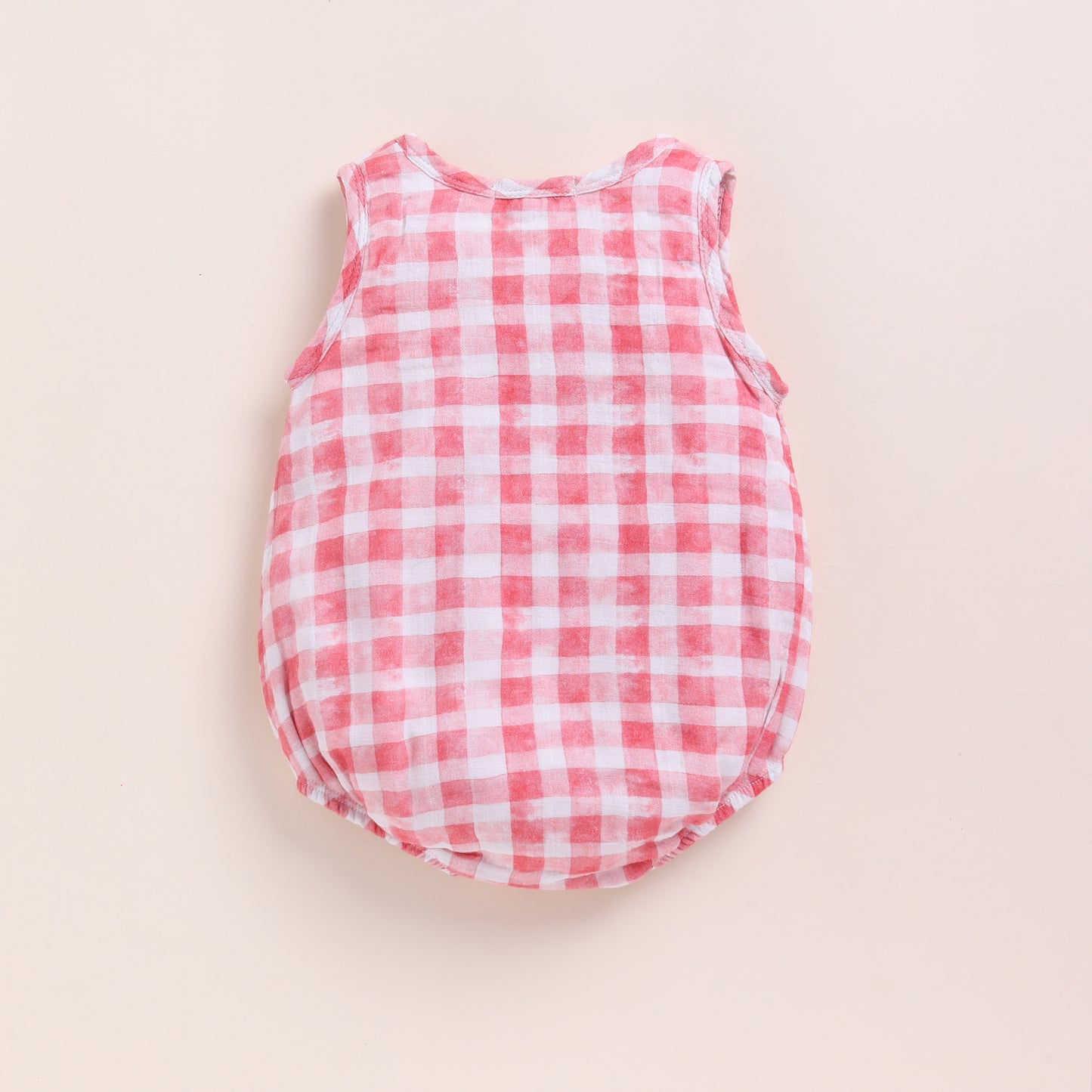 Milk + Pink Check Organic Muslin Bubble Romper Pack Of 2