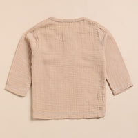 Load image into Gallery viewer, Latte Organic Muslin Long Sleeve Henley Tshirt With Lounge Pant Set
