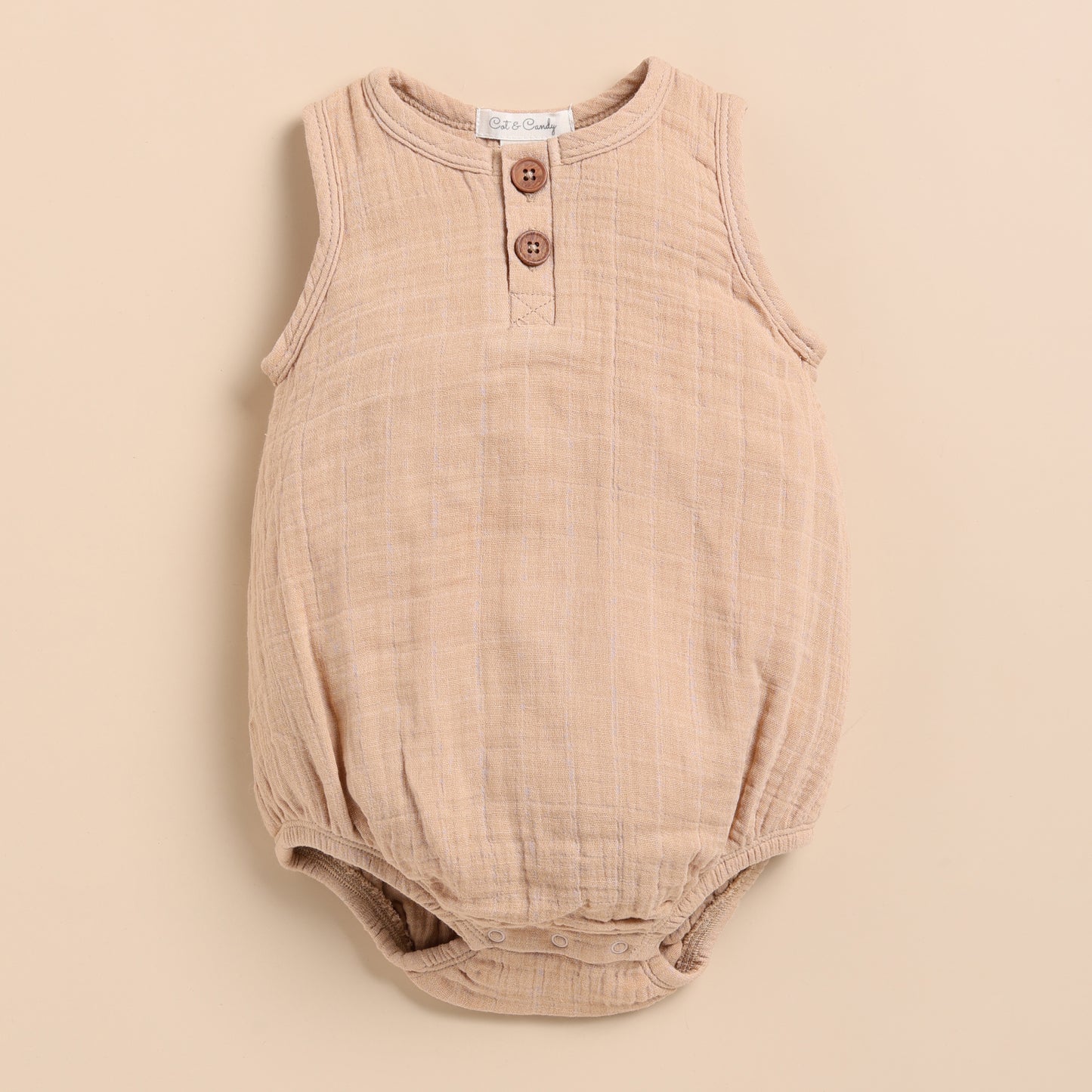 Oatmeal + Latte Organic Muslin Bubble Romper