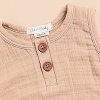 Load image into Gallery viewer, Oatmeal + Latte Organic Muslin Bubble Romper
