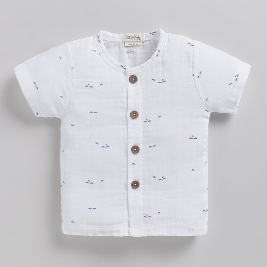 Blue Dot Print Organic Jabla Top