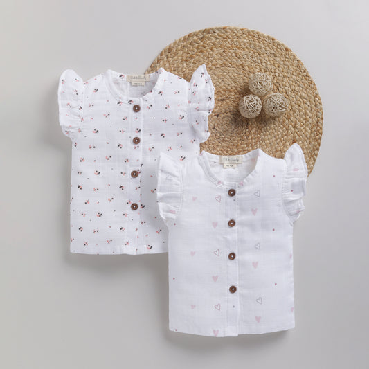 Printed Organic Muslin Jhabla Top Pack Of 2