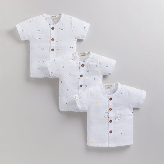 Printed Organic Muslin Jhabla Top Pack Of 3
