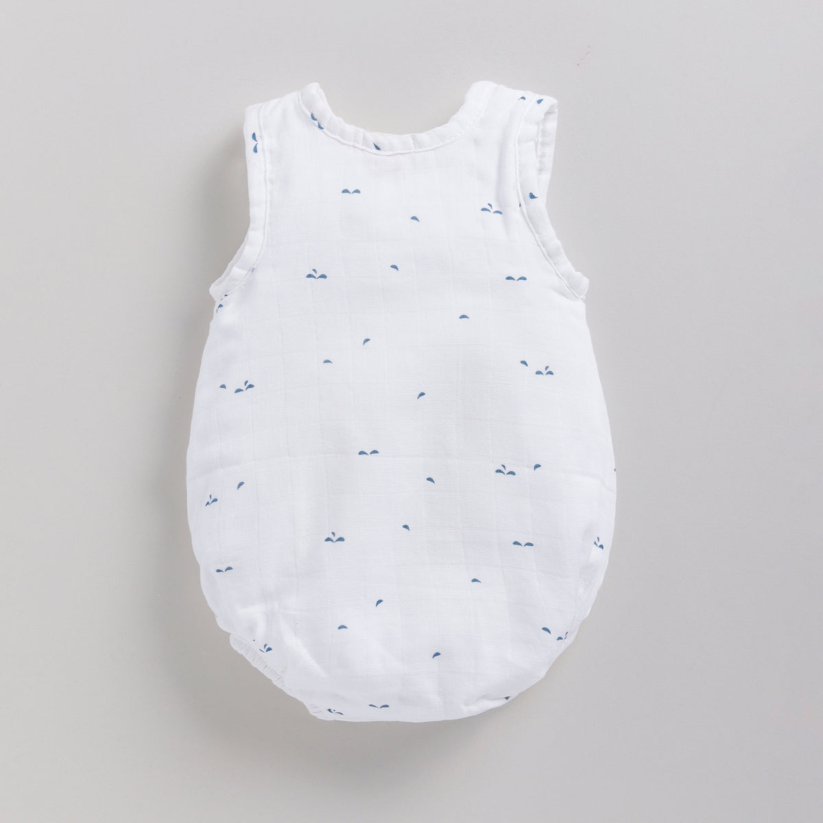 Blue Dot Print Organic Muslin Bubble Romper