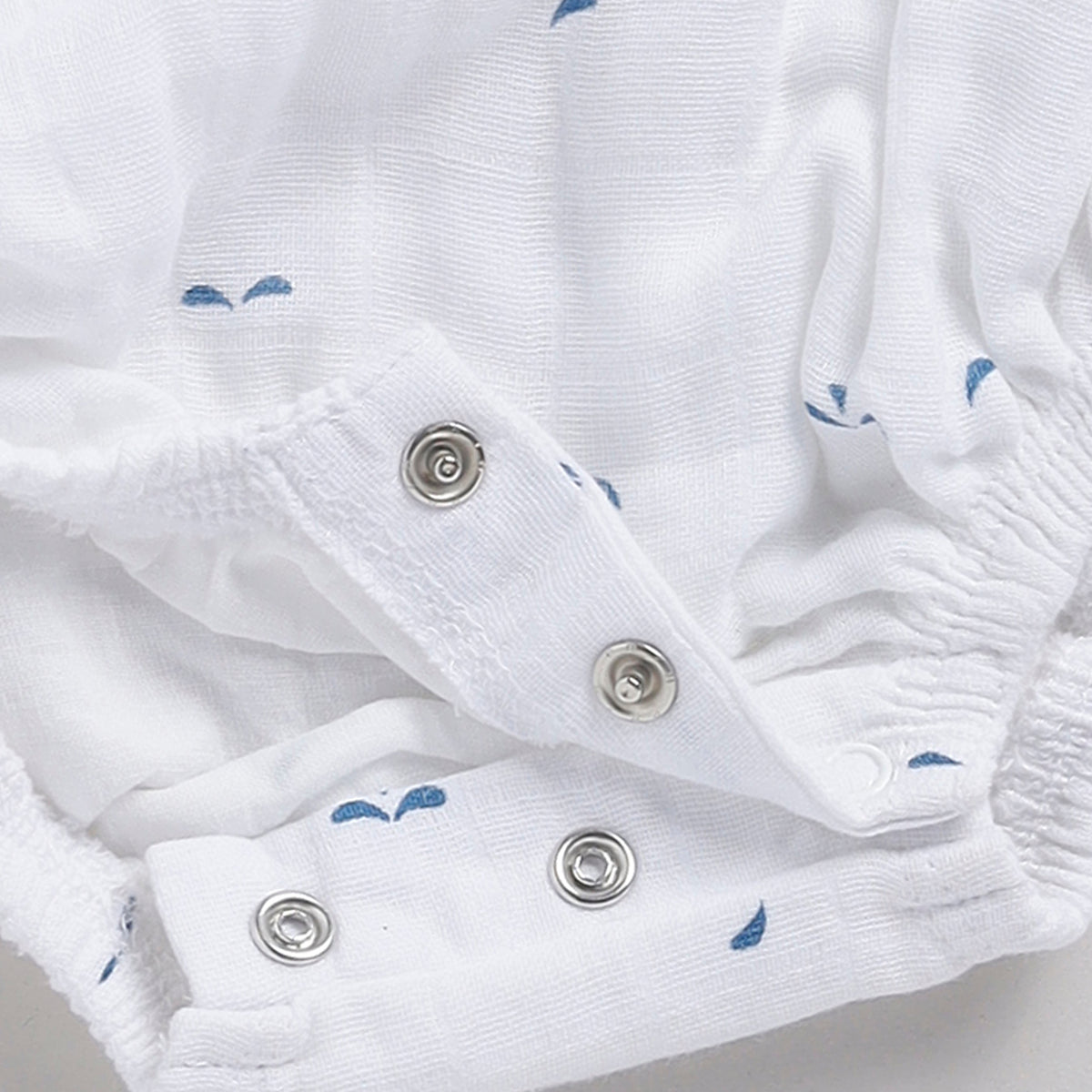 Blue Dot Print Organic Muslin Bubble Romper