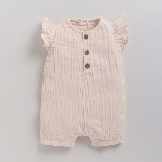 Petal Pink Organic Muslin Half Romper