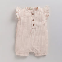 Load image into Gallery viewer, Petal Pink Organic Muslin Half Romper
