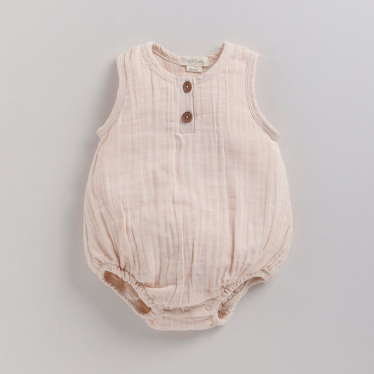 Petal Pink Organic Muslin Bubble Romper