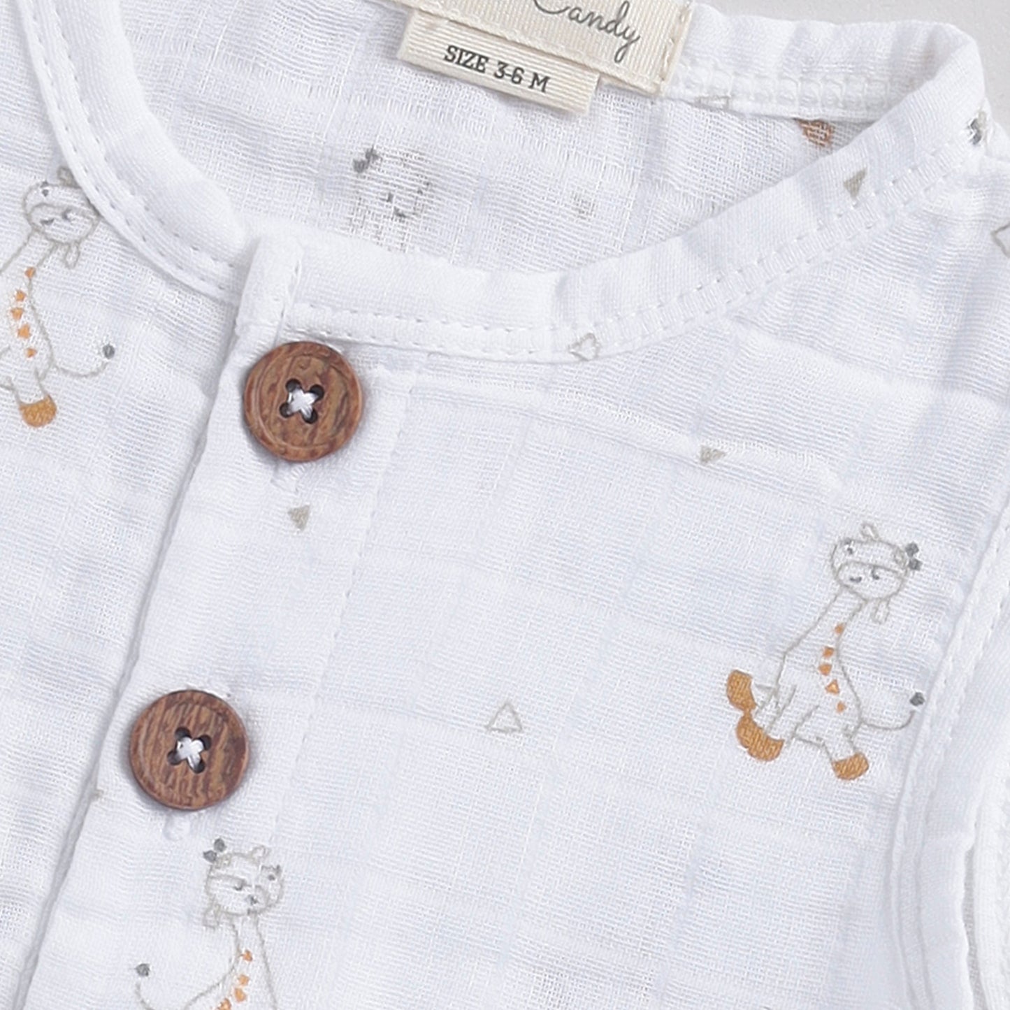 Giraffe Print Organic Muslin Half Romper