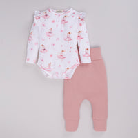 Load image into Gallery viewer, Belle Full Sleeve Printed Bodysuits with Pink Blush Drawstring Pants  - Pack of 2
