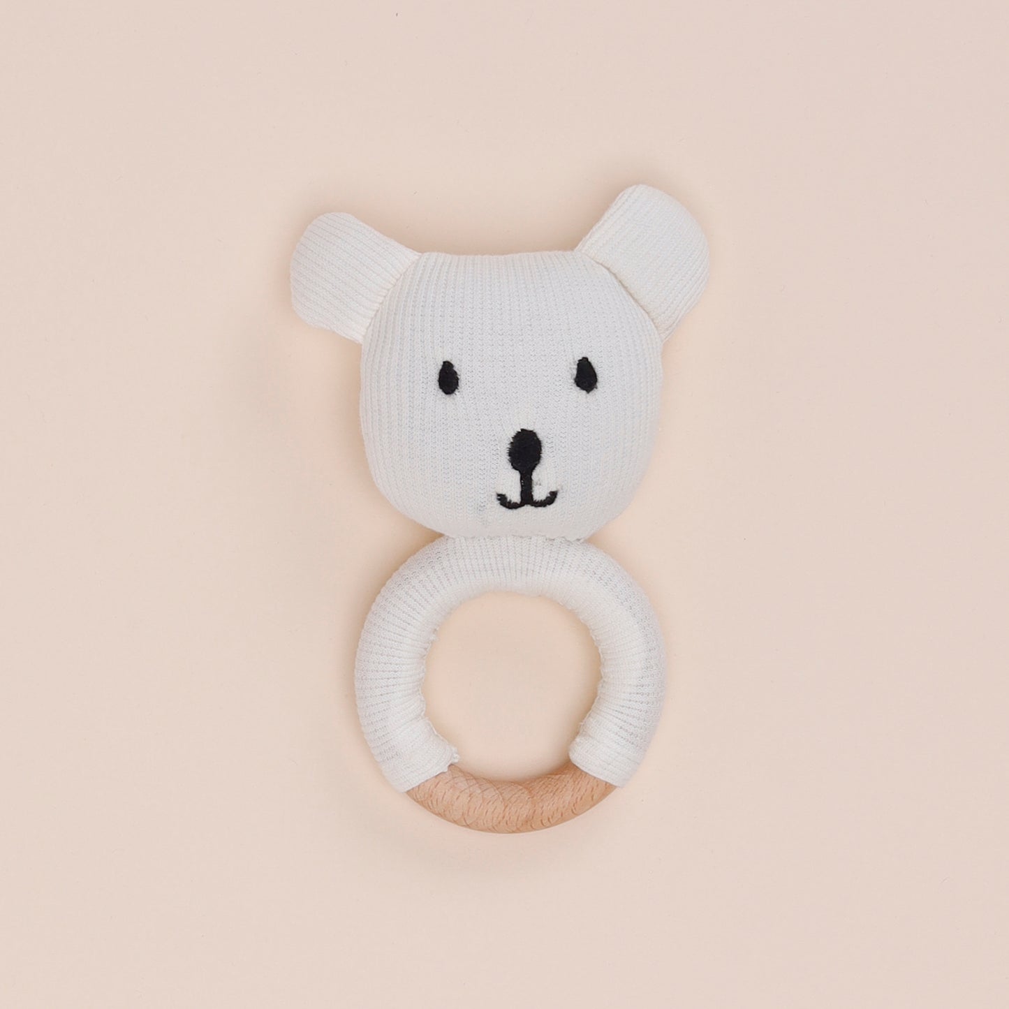 White Organic Baby Rattle Toy