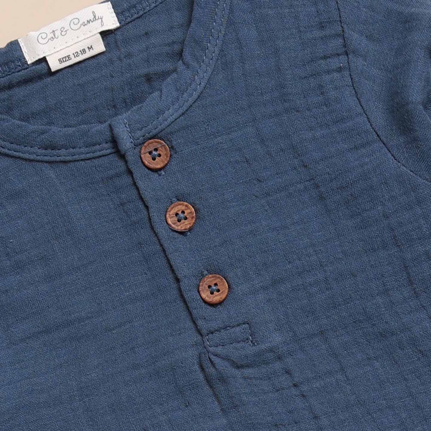 Organic Muslin Long Sleeve Henley T-Shirt