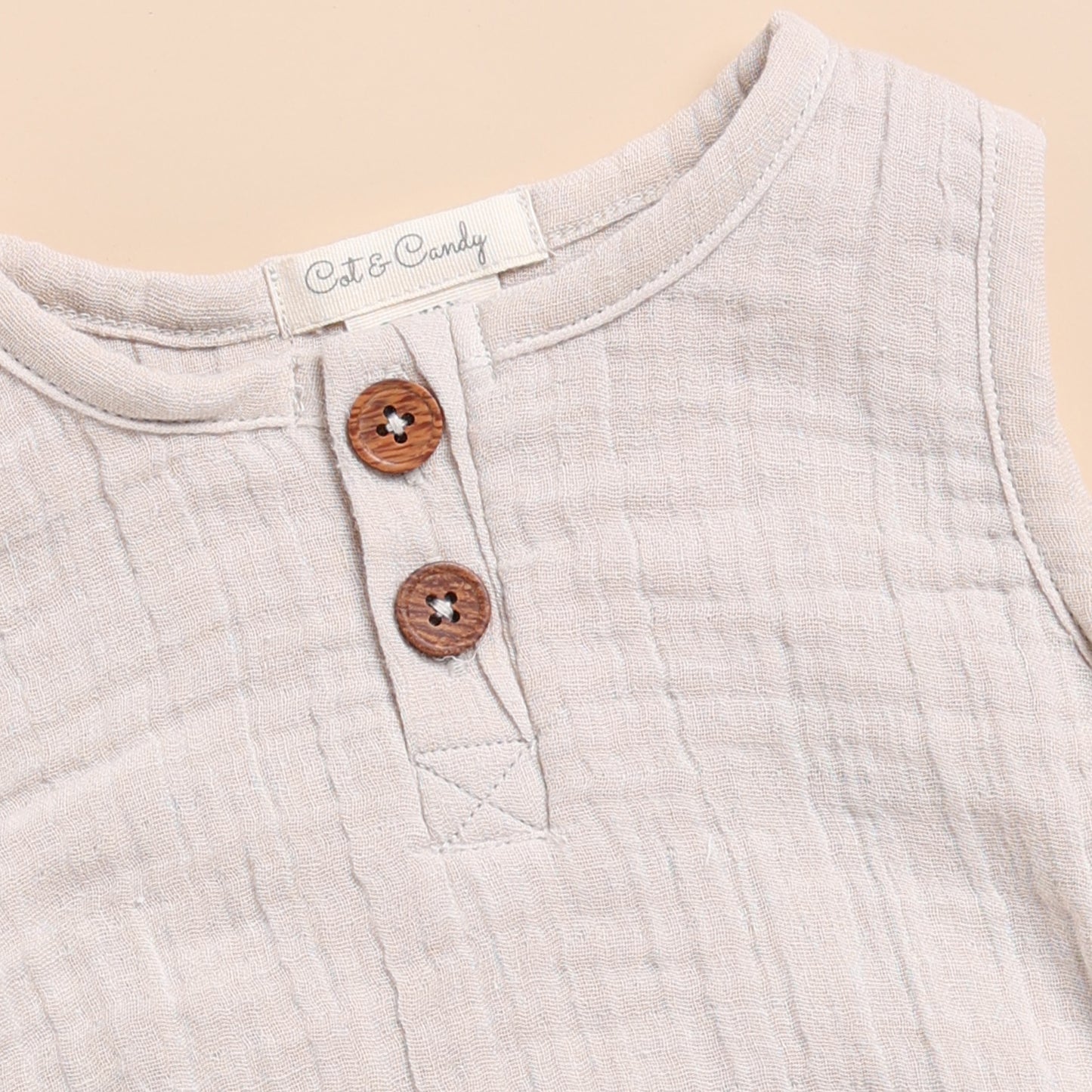 Oatmeal + Latte Organic Muslin Bubble Romper
