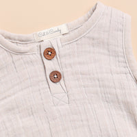 Load image into Gallery viewer, Oatmeal + Latte Organic Muslin Bubble Romper
