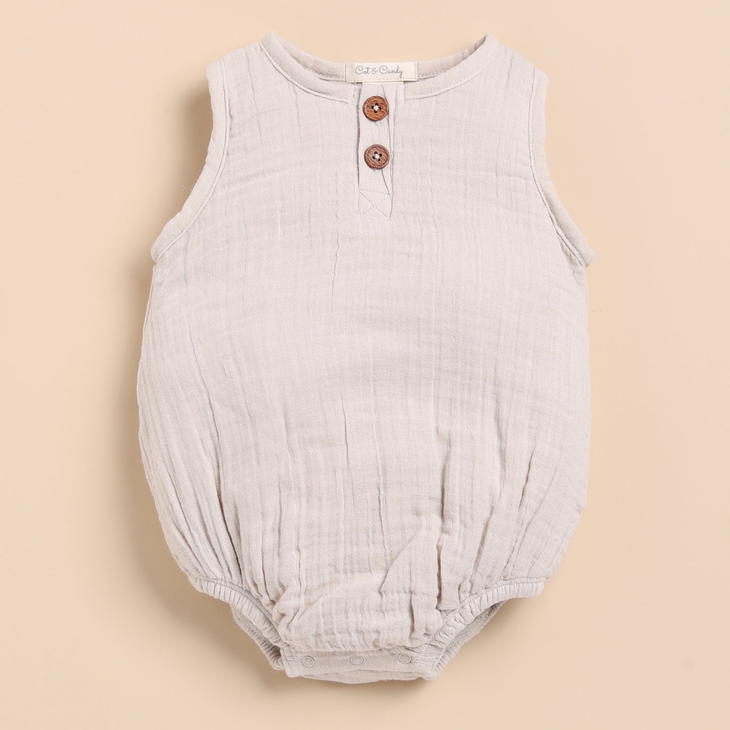 Oatmeal + Latte Organic Muslin Bubble Romper