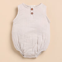 Load image into Gallery viewer, Oatmeal + Latte Organic Muslin Bubble Romper
