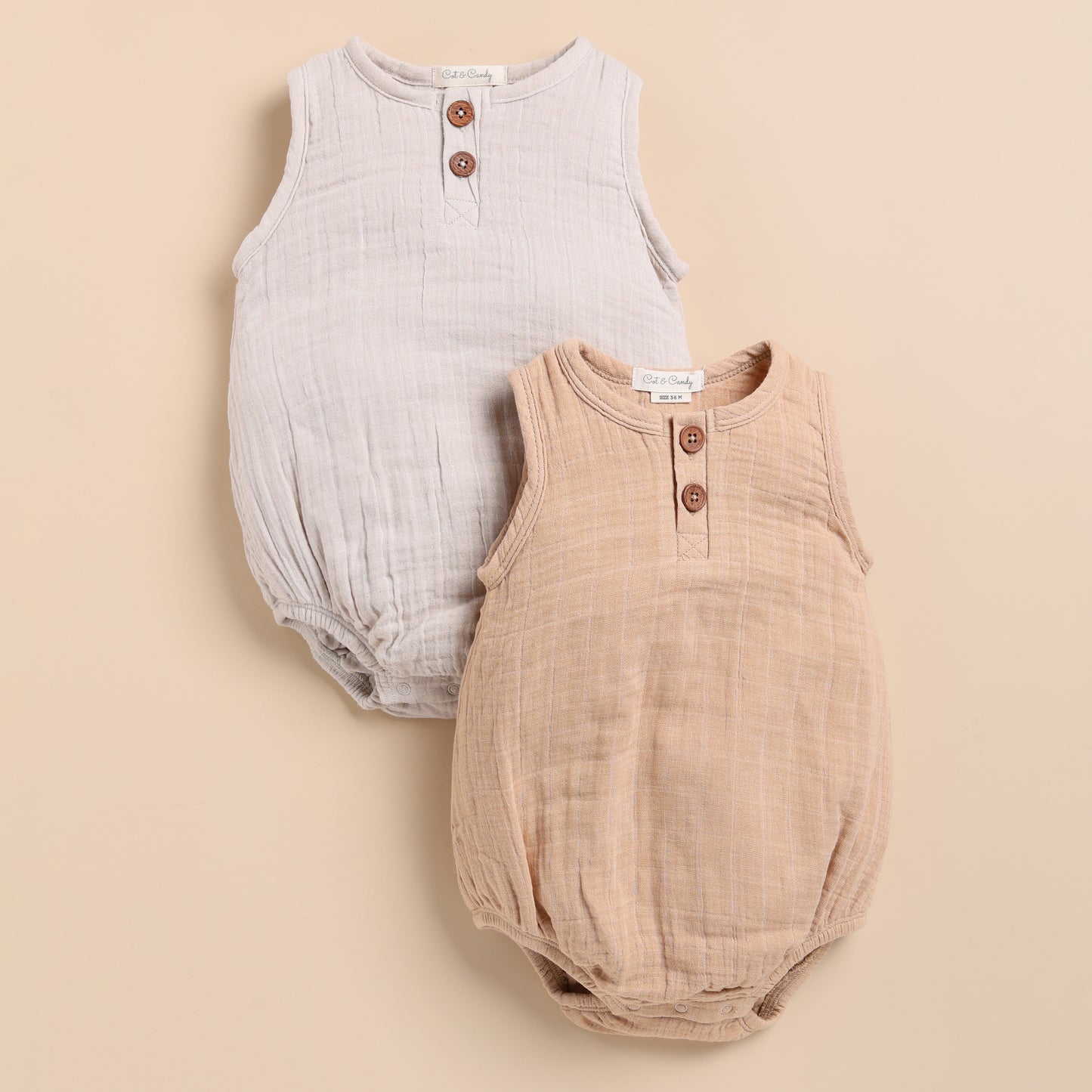 Oatmeal + Latte Organic Muslin Bubble Romper