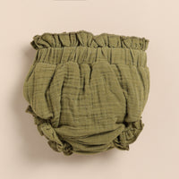 Load image into Gallery viewer, olive Organic Muslin High Waist Bloomer for newborn baby
