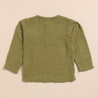 Load image into Gallery viewer, Olive Organic Muslin Long Sleeve Henley Tshirt With Lounge Pant Set
