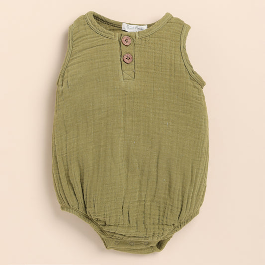 Olive Organic Muslin Bubble Romper