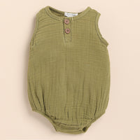 Load image into Gallery viewer, Olive Organic Muslin Bubble Romper
