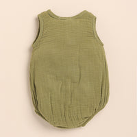 Load image into Gallery viewer, Olive + Picante Organic Muslin Bubble Romper
