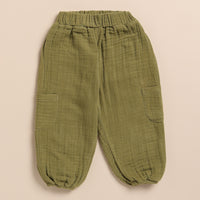 Load image into Gallery viewer, Olive Organic Muslin Short Sleeve Henley Tshirt With Lounge Pant Set
