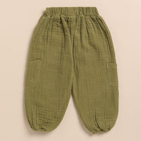 Load image into Gallery viewer, Olive Organic Muslin Short Sleeve Henley Tshirt With Lounge Pant Set
