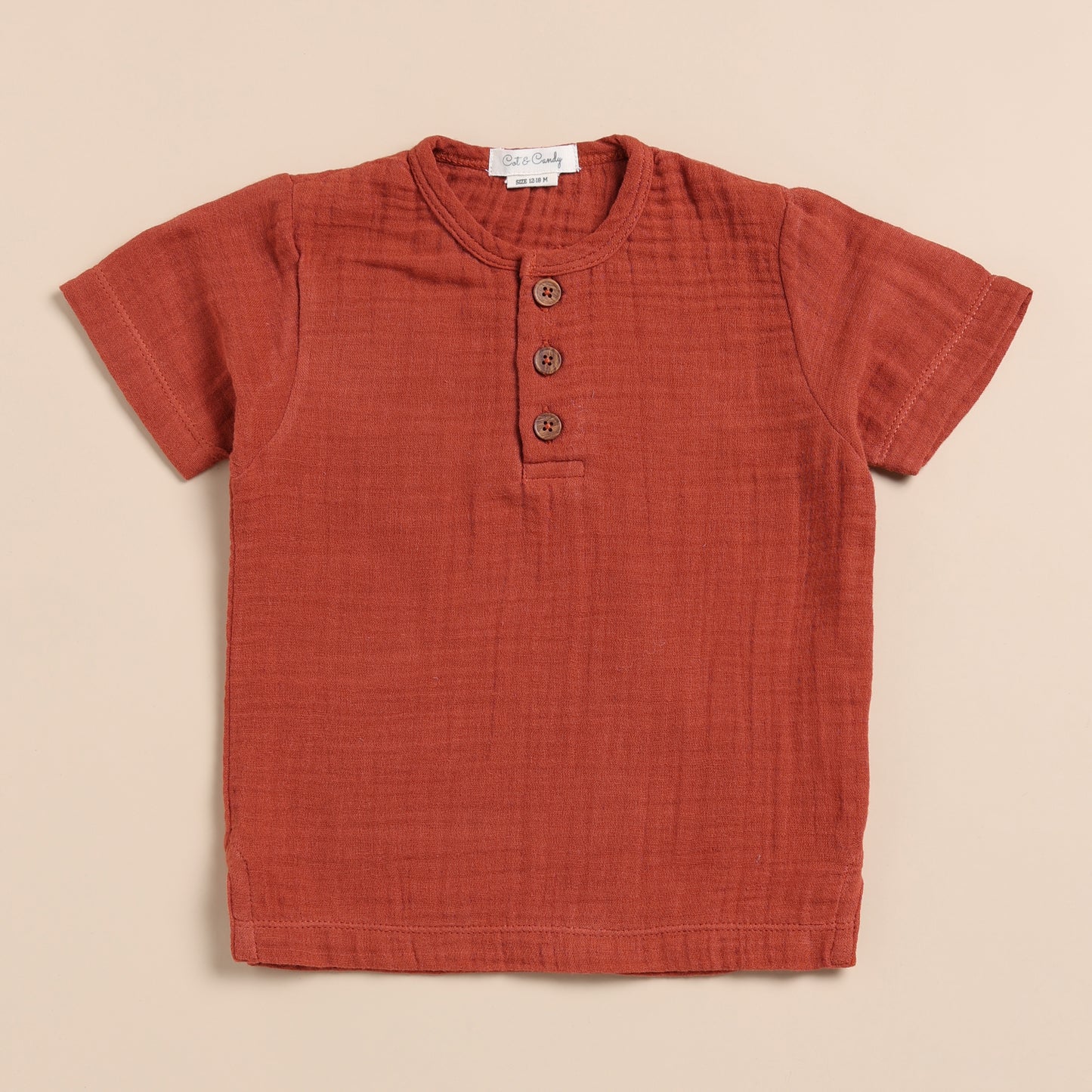 Picante + Olive Organic Muslin Short Sleeve Henley tshirt With Lounge Pant Set