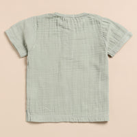 Load image into Gallery viewer, Sage Organic Muslin Short Sleeve Henley Tshirt With Lounge Pant Set
