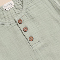 Load image into Gallery viewer, Organic Muslin Short Sleeve Henley T-Shirt
