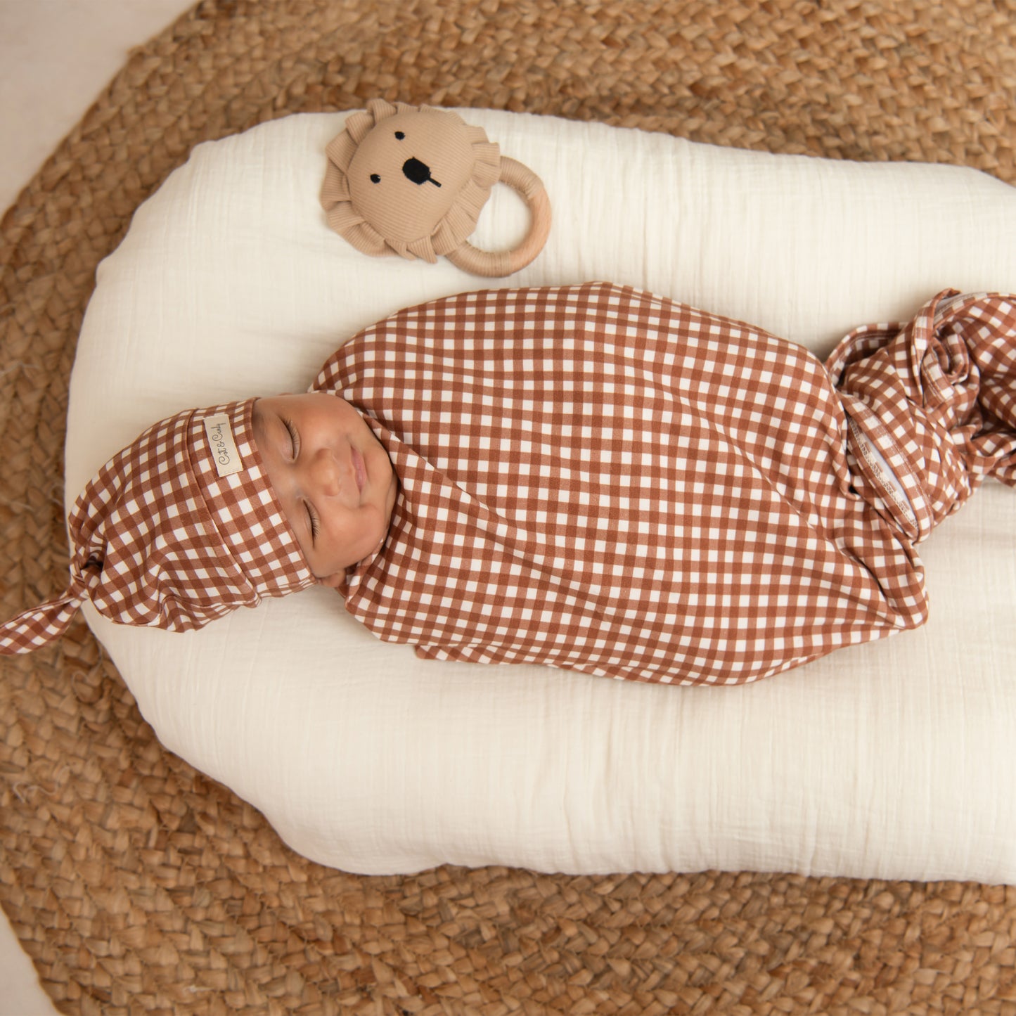 Ginger Gingham Organic Swaddle Wrap