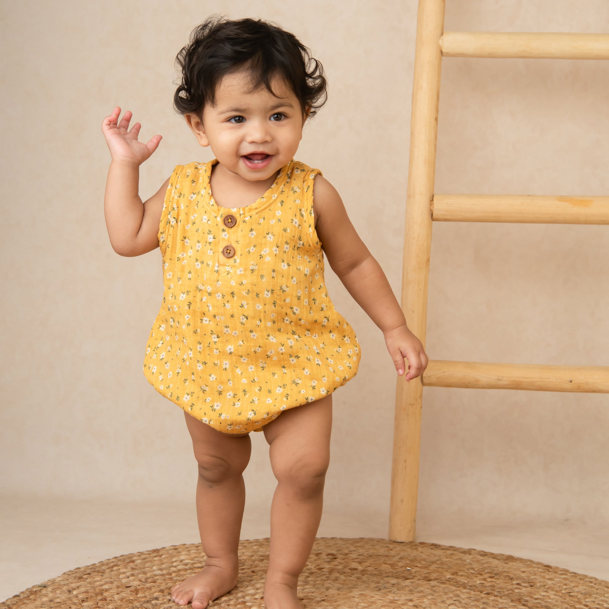Buy Vintage Floral Organic Muslin Bubble Romper for your 0-3 months baby - CotandCandyBaby