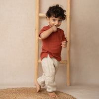 Load image into Gallery viewer, Picante Organic Muslin Long Sleeve Henley Tshirt With Lounge Pant Set
