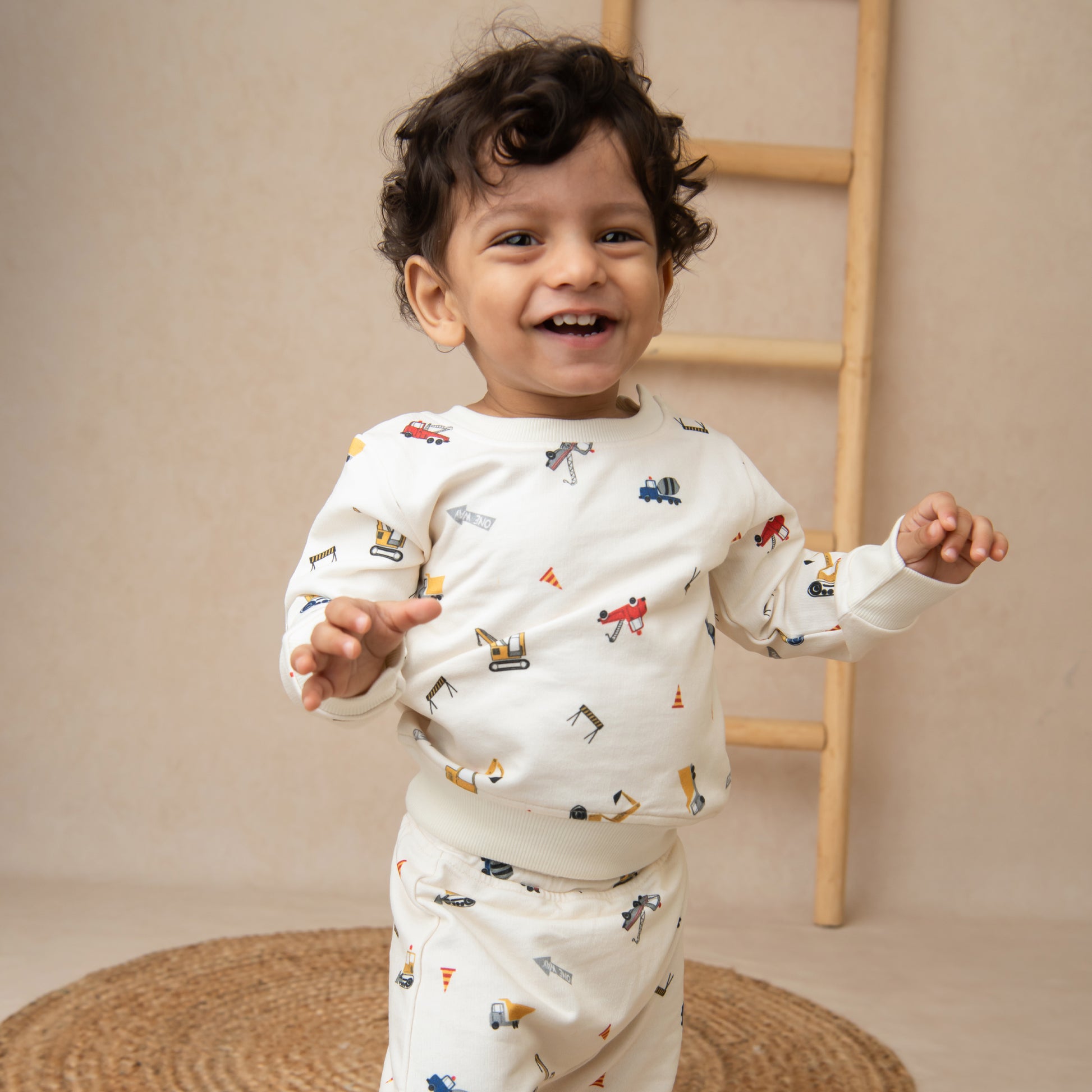 Buy Construction Organic Fleece Over Size Sweatshirt for your 3-6 months baby - CotandCandyBaby