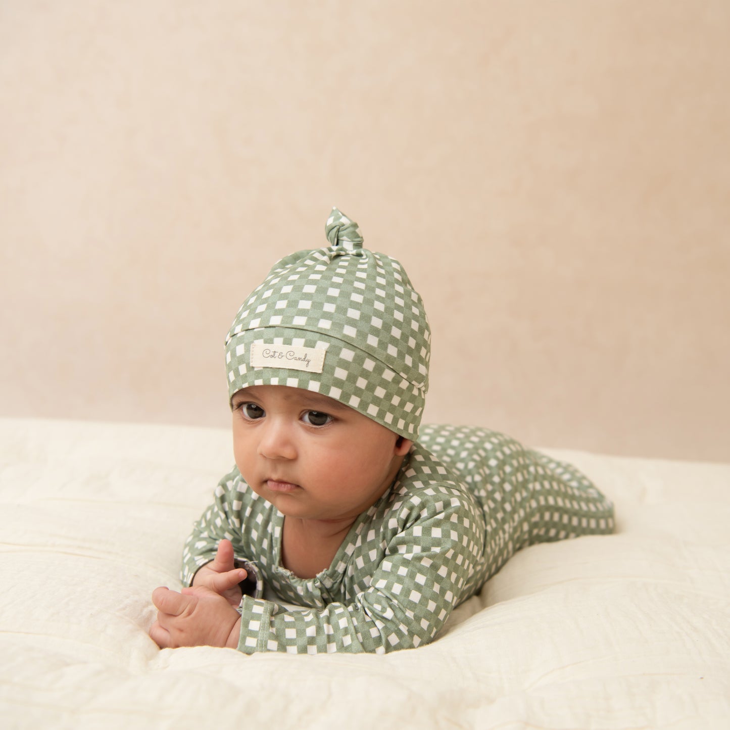Mineral Gingham Organic Beanie