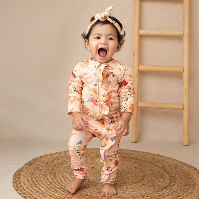 Buy Flora Organic Frill Zipsuit for your 0-3 months baby - CotandCandyBaby