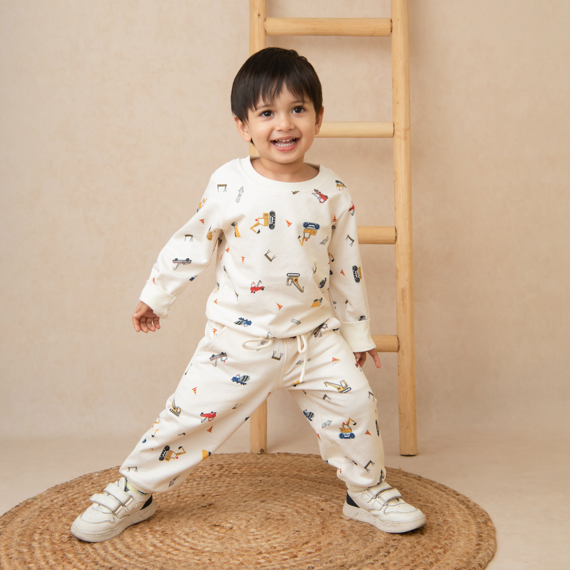 Buy Construction Organic Fleece Over Size Sweatshirt for your 3 months to - 5 years baby - CotandCandyBaby