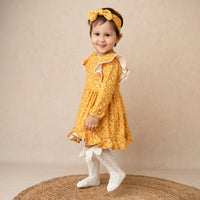 Load image into Gallery viewer, Shop Vintage Floral Organic Long Sleeve Ruffle Dress for your 3-6 months baby - CotandCandyBaby
