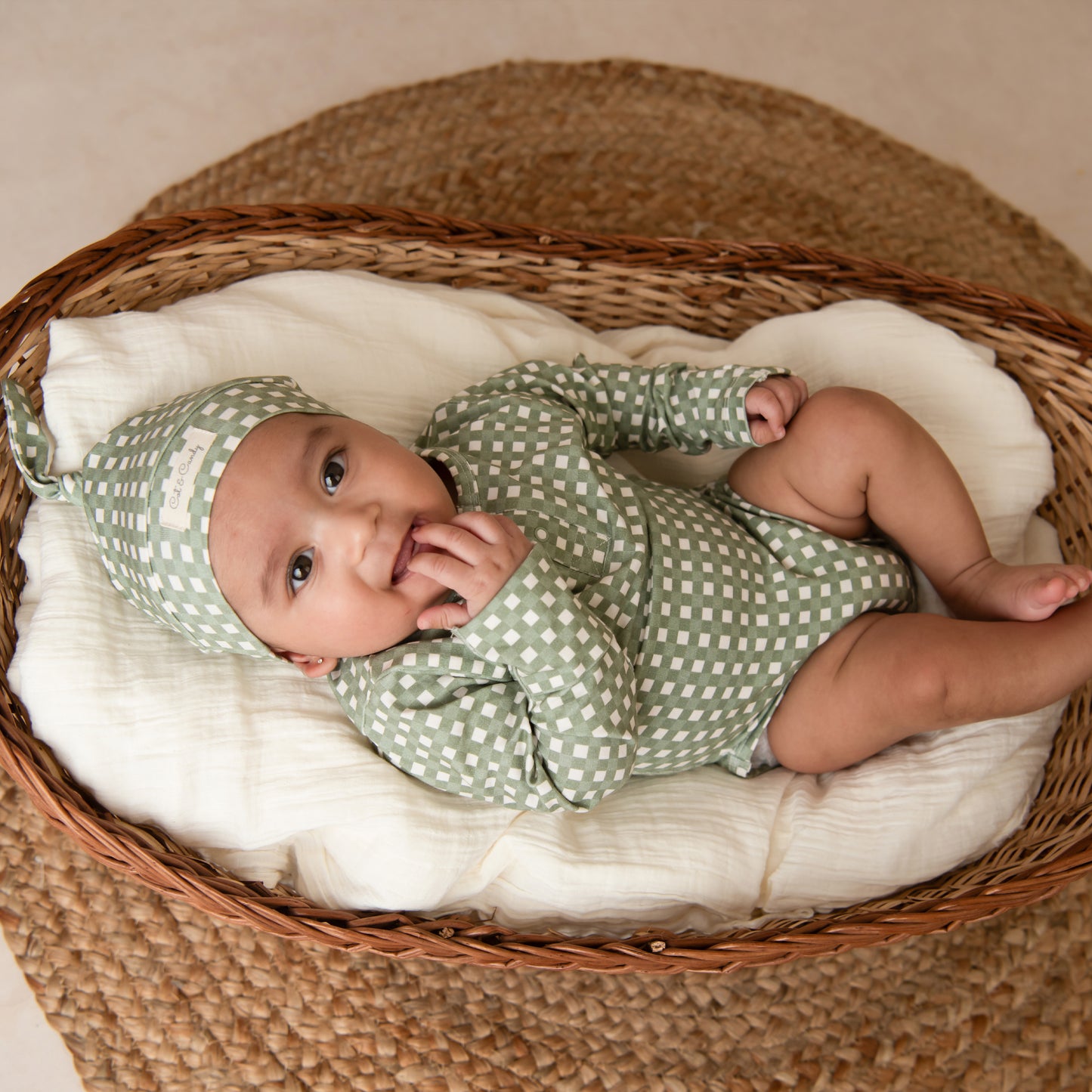 Mineral Gingham Organic Long Sleeve Bodysuit