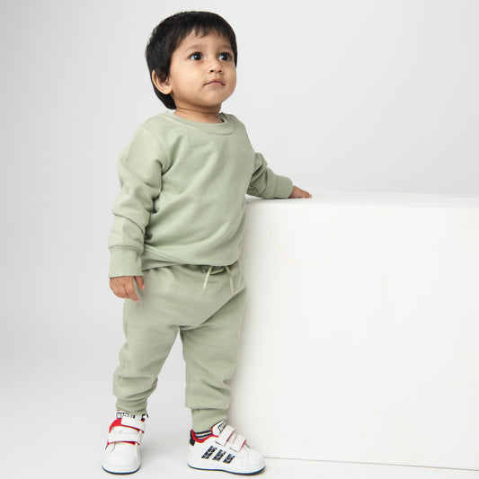 Buy tea color organic fleece Sweatshirt & jogger set for your 3-6 months baby - CotandCandyBaby