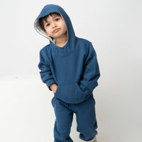 Load image into Gallery viewer, Buy dark blue color organic fleece hoodie &amp; jogger set for your 3-6 months baby - CotandCandyBaby
