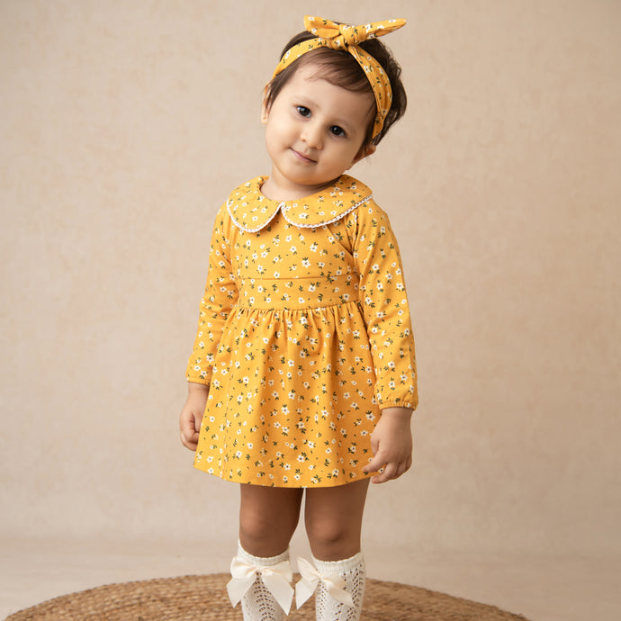 Buy Vintage Floral Organic Collar Dress for your 0-3 months baby - CotandCandyBaby