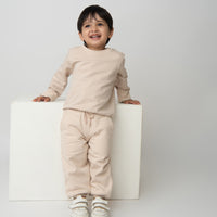 Load image into Gallery viewer, Get almond color organic fleece Sweatshirt &amp; jogger set for your 12-18 months baby - CotandCandyBaby
