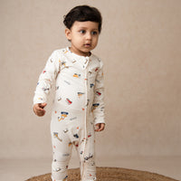 Load image into Gallery viewer, Shop Construction Organic Footed Sleepsuit for your 0-24 months baby - CotandCandyBaby
