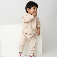 Load image into Gallery viewer, Buy almond color organic fleece hoodie &amp; jogger set for your 3-6 months baby - CotandCandyBaby
